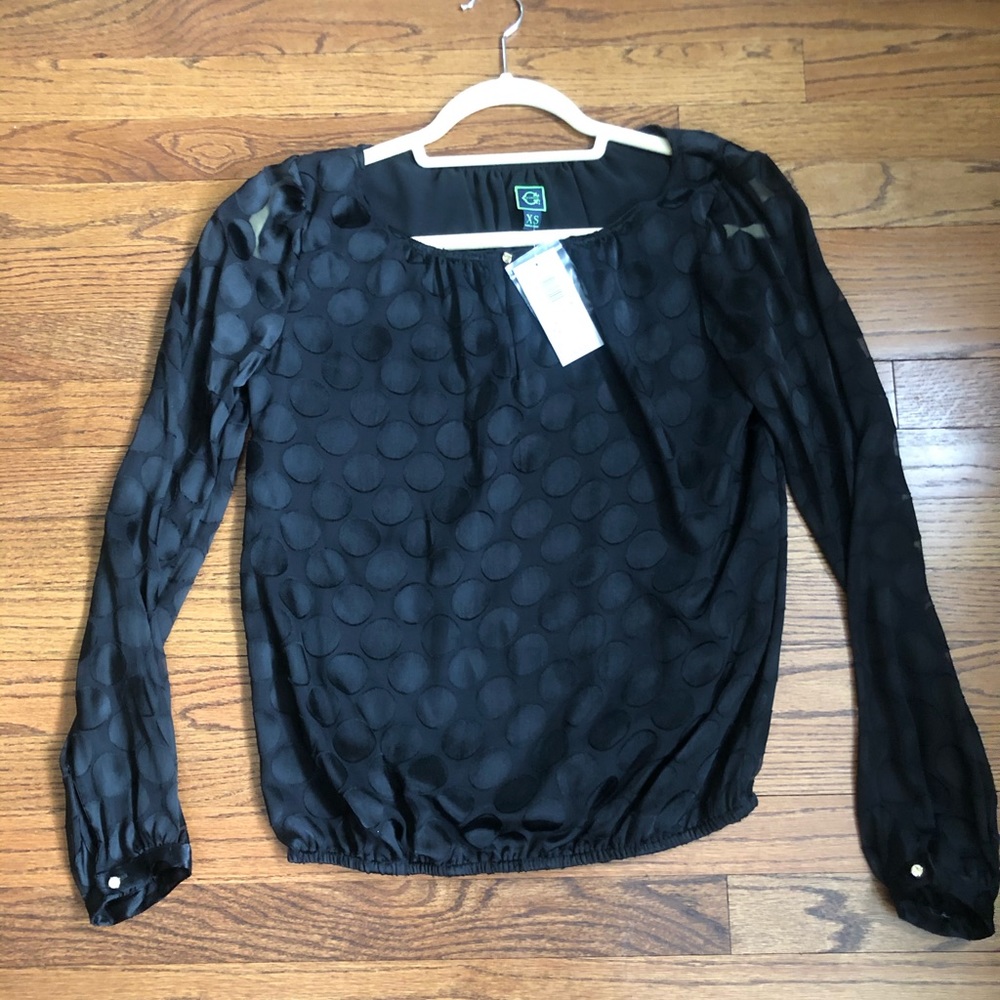 C Wonder black polka dot top